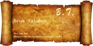 Bruk Talabor névjegykártya